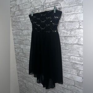 Strapless Black Dress with Sequins
